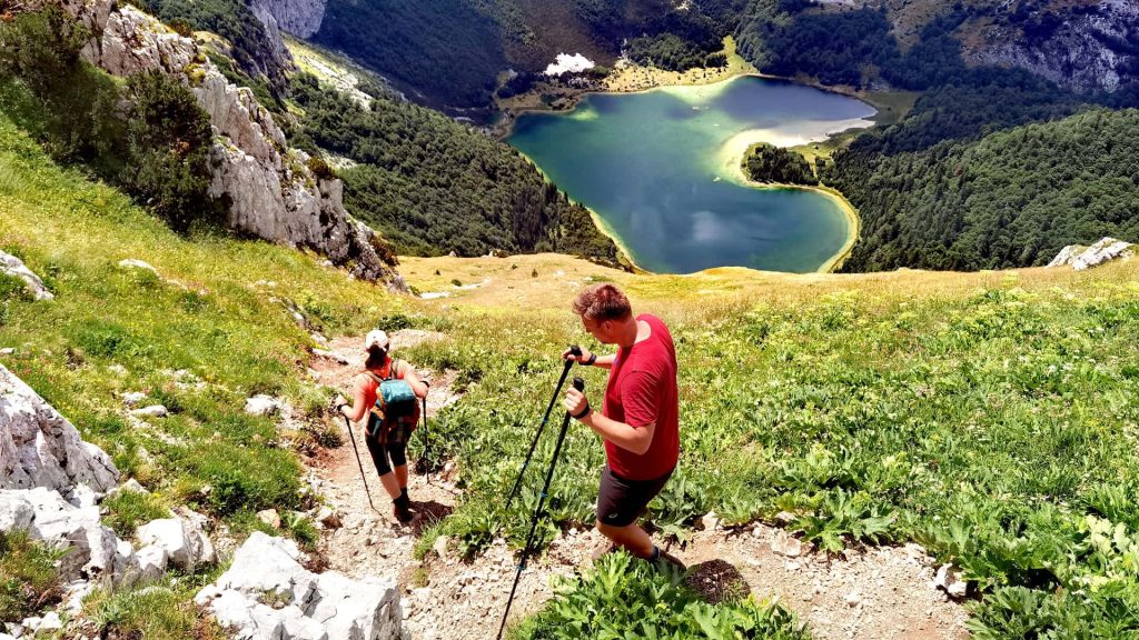Hiking tour on Trnovacko lke, shaped like heart