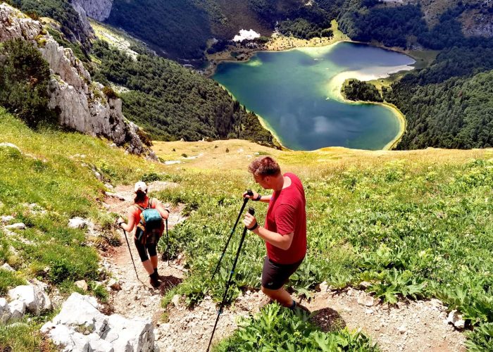 Hiking tour on Trnovacko lke, shaped like heart