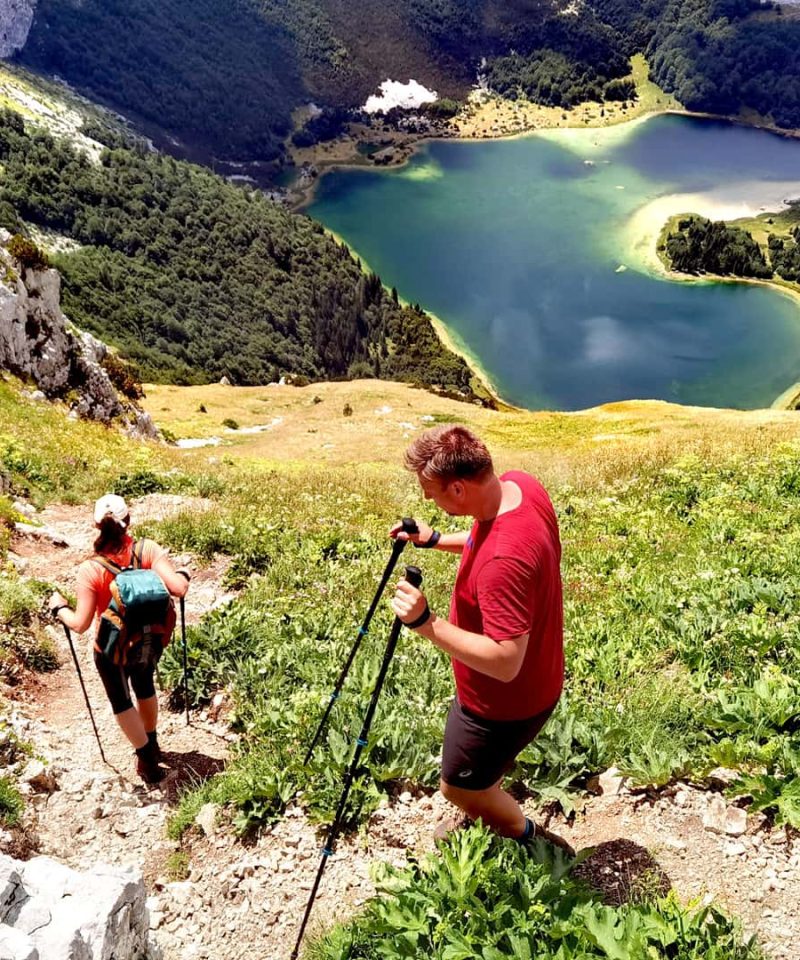 Hiking tour on Trnovacko lke, shaped like heart