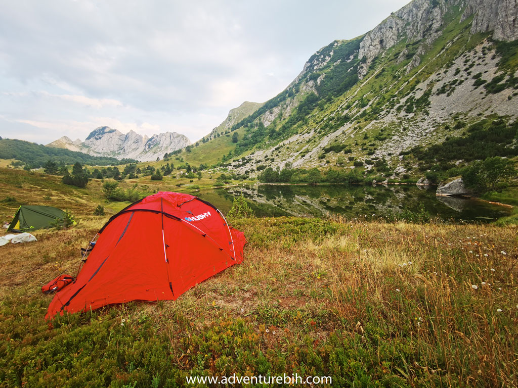 View on tents and peaks-National park Sutjeska