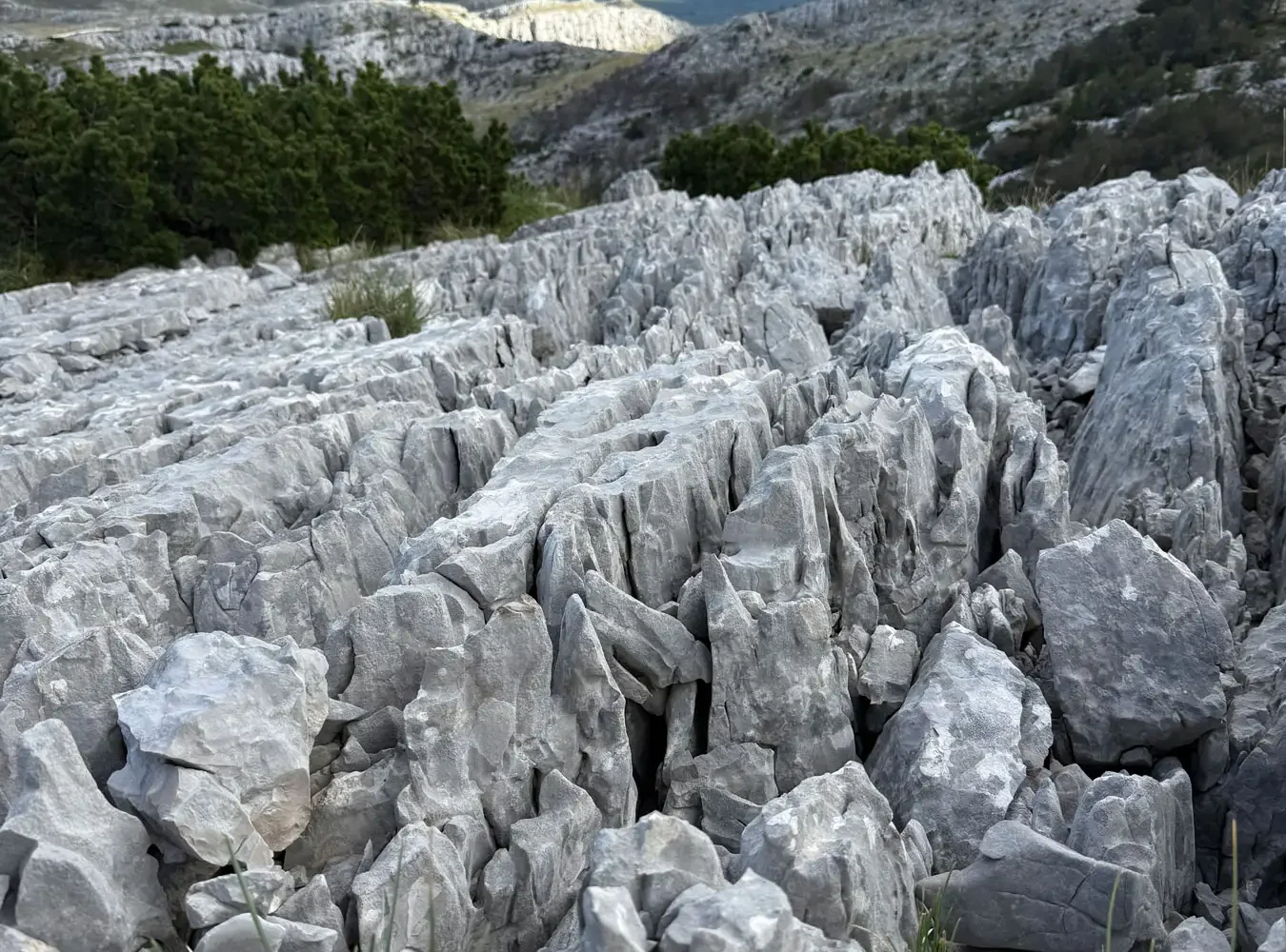 Wide mountain landscape on Mount Dinara near Sinjal peak, Croatia